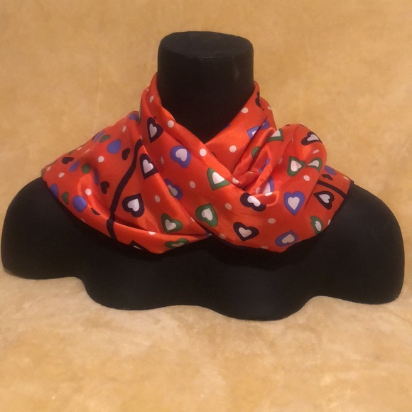 Heart Patterned Made in Japan 43” X 12” Rectangular Slim Scarf - Picture 2 of 10